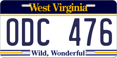 WV license plate ODC476