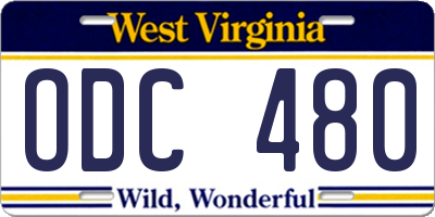 WV license plate ODC480