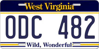 WV license plate ODC482