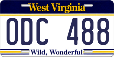 WV license plate ODC488