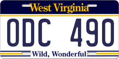 WV license plate ODC490