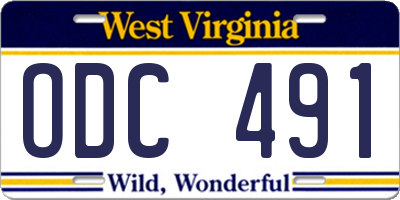 WV license plate ODC491