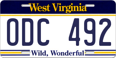 WV license plate ODC492