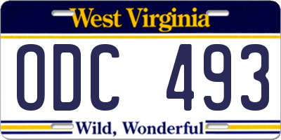 WV license plate ODC493