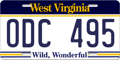 WV license plate ODC495