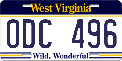 WV license plate ODC496