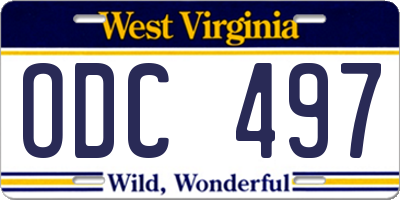 WV license plate ODC497