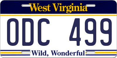 WV license plate ODC499