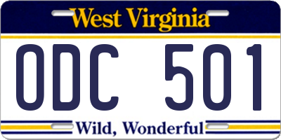 WV license plate ODC501