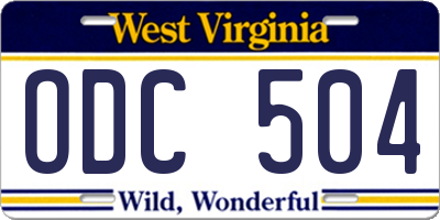 WV license plate ODC504