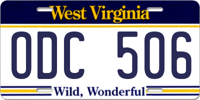 WV license plate ODC506