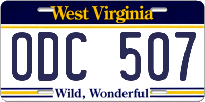 WV license plate ODC507