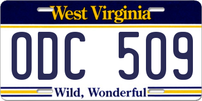 WV license plate ODC509