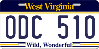 WV license plate ODC510