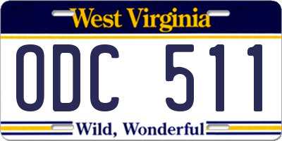 WV license plate ODC511