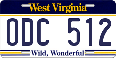 WV license plate ODC512