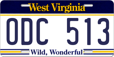 WV license plate ODC513