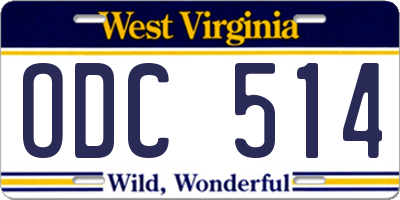 WV license plate ODC514