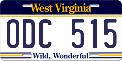 WV license plate ODC515
