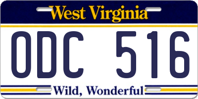 WV license plate ODC516