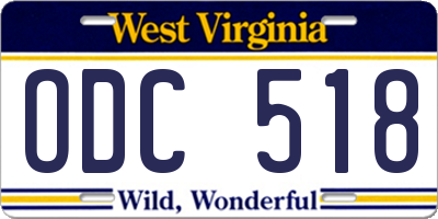 WV license plate ODC518