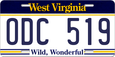 WV license plate ODC519