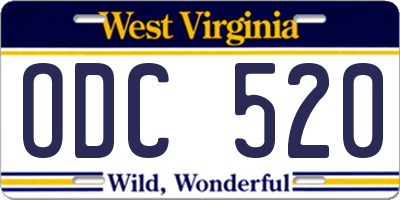 WV license plate ODC520