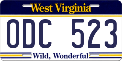 WV license plate ODC523