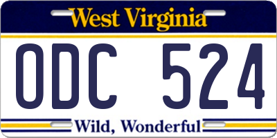 WV license plate ODC524