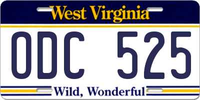WV license plate ODC525
