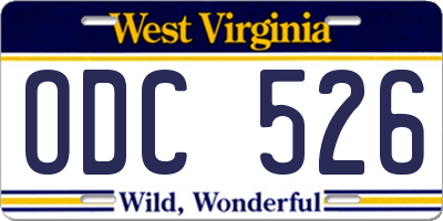 WV license plate ODC526