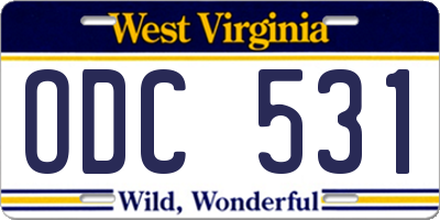 WV license plate ODC531