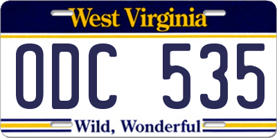 WV license plate ODC535