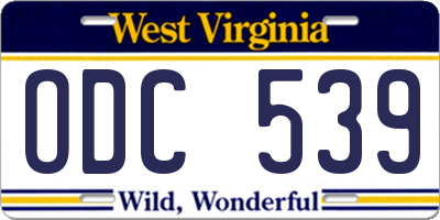 WV license plate ODC539