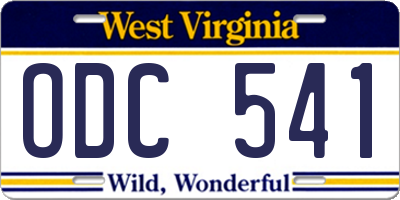 WV license plate ODC541