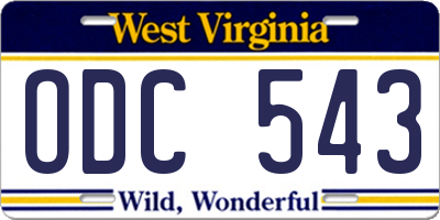 WV license plate ODC543