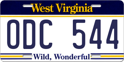 WV license plate ODC544