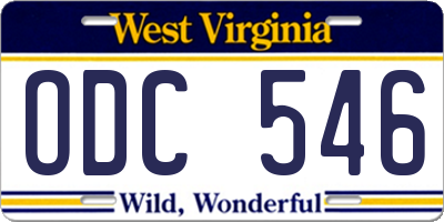 WV license plate ODC546