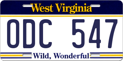 WV license plate ODC547