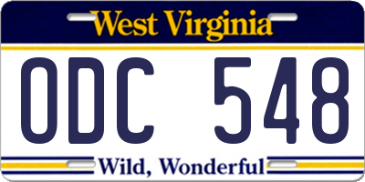 WV license plate ODC548