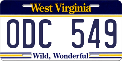WV license plate ODC549
