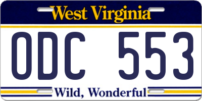 WV license plate ODC553