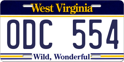 WV license plate ODC554