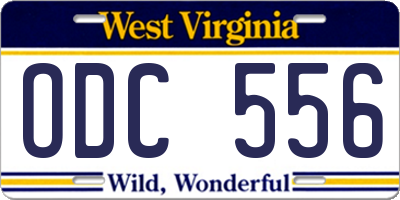 WV license plate ODC556