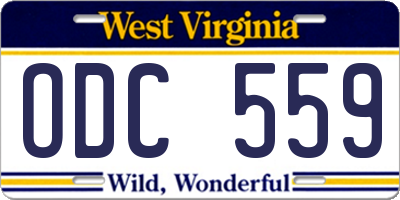 WV license plate ODC559