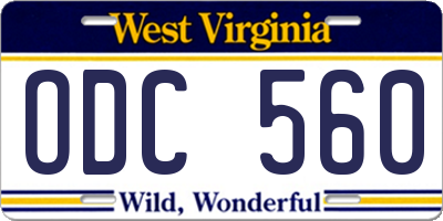 WV license plate ODC560