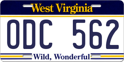 WV license plate ODC562