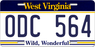 WV license plate ODC564