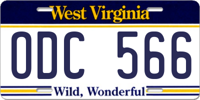 WV license plate ODC566