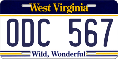 WV license plate ODC567